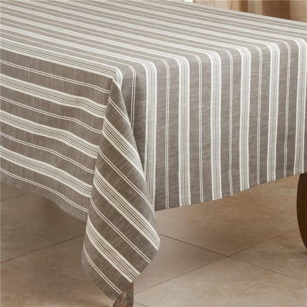 Saro Lifestyle SARO 5618.GY70S 70 in. Square Cotton Tablecloth with Grey Striped Design 5618.GY70S